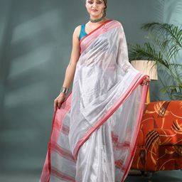 DESH BIDESH Solid Saree With Woven Design Border-13