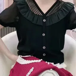 KPOP Women V-Neck Short Sleeves Top-image-73