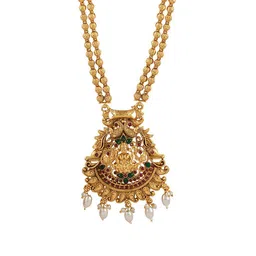 TEEJH  Gold Plated Stone  Studded & Beaded Jewellery Set image 3