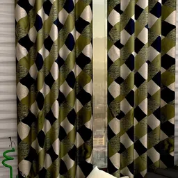 BELLA TRUE 213 cm (7 ft) Polyester Semi Transparent Door Curtain (Pack Of 2) (Geometric, Green)-image-66