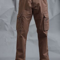 beevee Men Relaxed Solid Mid-Rise Regular Fit Cargos Trousers-image-24