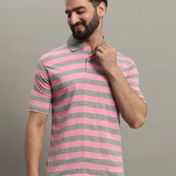 GET GOLF Men Striped Polo Collar Cotton T-shirt-image-26