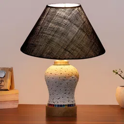 Aura Blue Textured Frustum Shaped Mosaic Glass Table Lamp-image-38