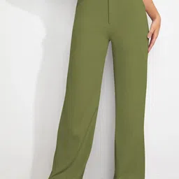 TOOCHKI Women Relaxed Straight Leg High-Rise Non Iron Wide Leg Trousers-picture-3
