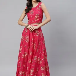 KALINI Women Pink Printed Ready To Wear Lehenga-picture-26