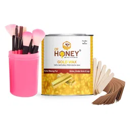 DR HONEY 100% Natural Precision Gold Wax With Set Of 12 Pink Makeup Brushes- 600.5g-37