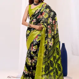 LeeliPeeri Designer Floral Zari Silk Blend Saree-image-47
