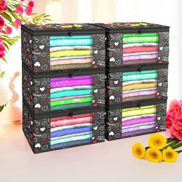 Kuber Industries Black Set of 6 Regular Drawer Organiser Organisers-3