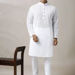 Be Desi Men Paisley Embroidered Regular Kurta with Pyjamas-image-61