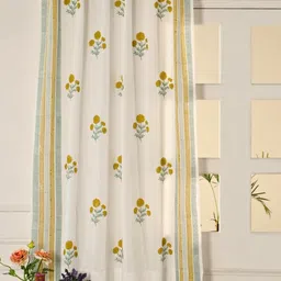 Peepul Tree Mustard & Cream-Coloured Floral Window-5