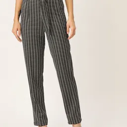 Zastraa Women Checked Smart Slim Fit High-Rise Trouser-image-76