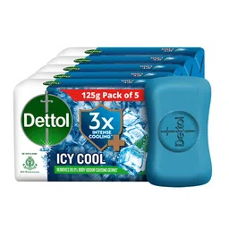 Dettol Set of 5 Icy Cool Bathing Soap Bar with 3X Menthol - 125 g each-0