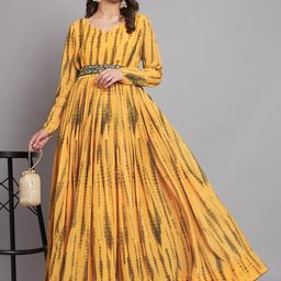 Krunal Raiyani Floral Print Crepe Fit & Flare Maxi Dress-picture-28