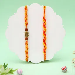 Myntra Elegant Homes Set Of 2 Traditional Rakhis With Greeting Card & Roli Chawal-57
