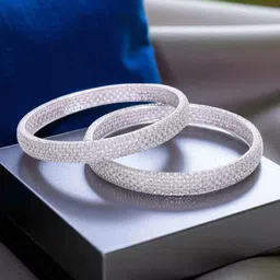 The Pari Set Of 2 Rhodium-Plated American Diamond-Studded Bangles-15