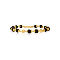 BHIMA 22K BIS Hallmark 916 Purity Yellow Gold Black Rudraksh Men Bracelet-16