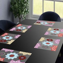 LooMantha Transparent & Pink 6 Pieces Printed Rectangular Table Placemats-44