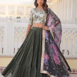 Fashion Basket Embellished Sequinned Unstitched Lehenga & Ready to Wear Blouse With Dupatta-picture-9