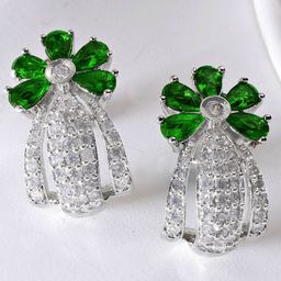 KARATCART Silver-Plated American Diamond Studded Contemporary Studs-57