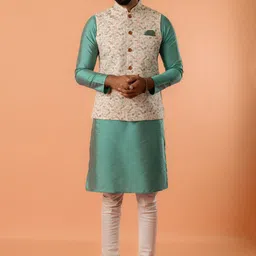 KISAH Mandarin Collar Printed Nehru Jacket-image-8