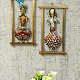 ANSHIKA INTERNATIONAL 2-Pcs Grey & Blue Metal Musician Wall Decor-image-77