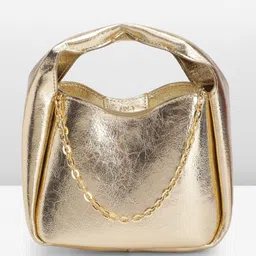 MANGO Metallic Effect Textured Handheld Bag-22