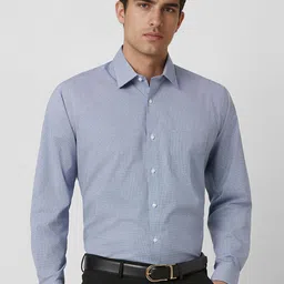 Van Heusen Men Spread Collar Micro Checked Cotton Formal Shirt-image-12