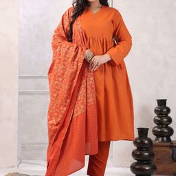 KALINI Women Striped Angrakha Pure Cotton Kurta with Trousers & With Dupatta-image-18