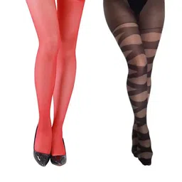 NESKA MODA Red Sheer Stockings-image-11