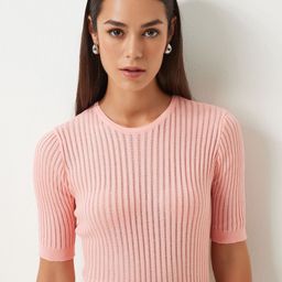 Happiness istanbul Women Ribbed Cotton Fitted Top-image-65
