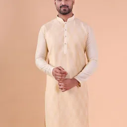 AURIK Striped Mandarin Collar Pure Silk Kurta-picture-23