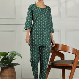 9shines Label Printed Pure Cotton Night suit-image-34