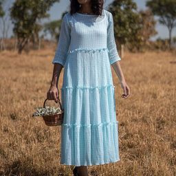 JITI Checked A-Line Maxi Dress-image-19