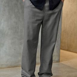 Bewakoof Men Grey Straight Fit Linen Pants Trousers-picture-16