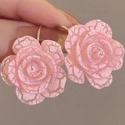 AKISON JEWELS Women Pink Floral Alloy Earrings-image-129