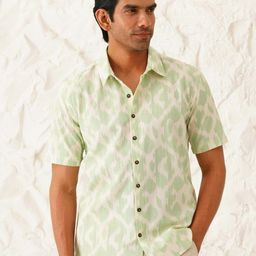 JAYPORE Men Standard Abstract Printed Spread Collar Cotton Casual Shirt-image-75