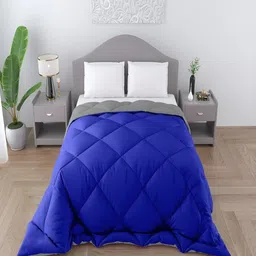 tundwal's Navy Blue & Grey Checked Heavy Winter Double Bed Comforter-picture-4