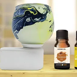 PEEPALCOMM 3Pc Green & White Marble-Printed Electric Aroma Oil Diffuser With Scented Oils-41