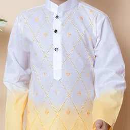 NFC CREATION Boys Ombre Embroidered Regular Thread Work Pure Cotton Kurta with Pyjamas image 2