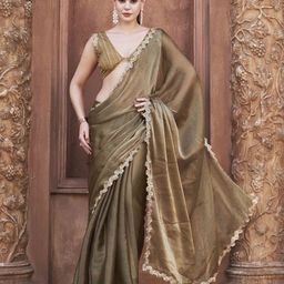 Tikhi Imli Solid With Embroidered Border Polyester Saree-image-78