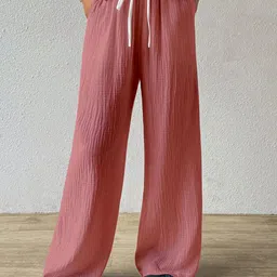 RAJOVATI Women Self Design Textured High-Rise Loose Fit Trousers-image-64