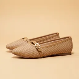 ERIDANI Women Textured Fashion with Buckles Flats-picture-2