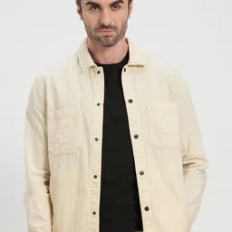 ONEMILE Men Spread Collar Solid Cotton Tailored Jacket-image-21
