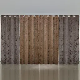 IVAZA Grey & Brown Set of 4 Black Out Long Door Curtain-9