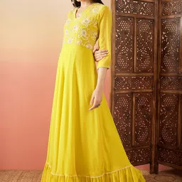 Sangria Sequence Embroidered Flared Maxi Ethnic Dresses image 4