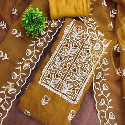 Maroosh Women Embroidered Organza Unstitched Dress Material-picture-15