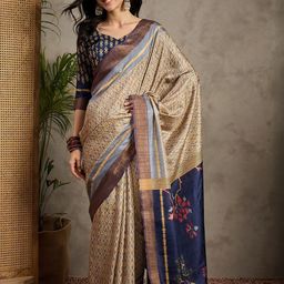 Anouk Floral Zari Silk Blend Banarasi Saree-image-39