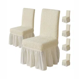 HOUSE OF QUIRK 6-Pcs Cream 450 GSM Removable & Washable Dining Chair Covers-image-66