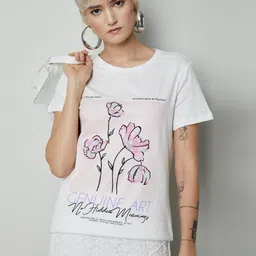 max Floral Printed Round Neck Cotton T-shirt-picture-7