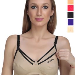 Liigne Pack Of 6 Full Coverage Non Padded Non-Wired Back Closure Maternity Bra-picture-0